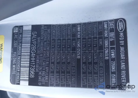 2017 Land Rover Range Rover Evoque Se/Se Premium from USA, damaged, VIN SALVP2BG4HH173968